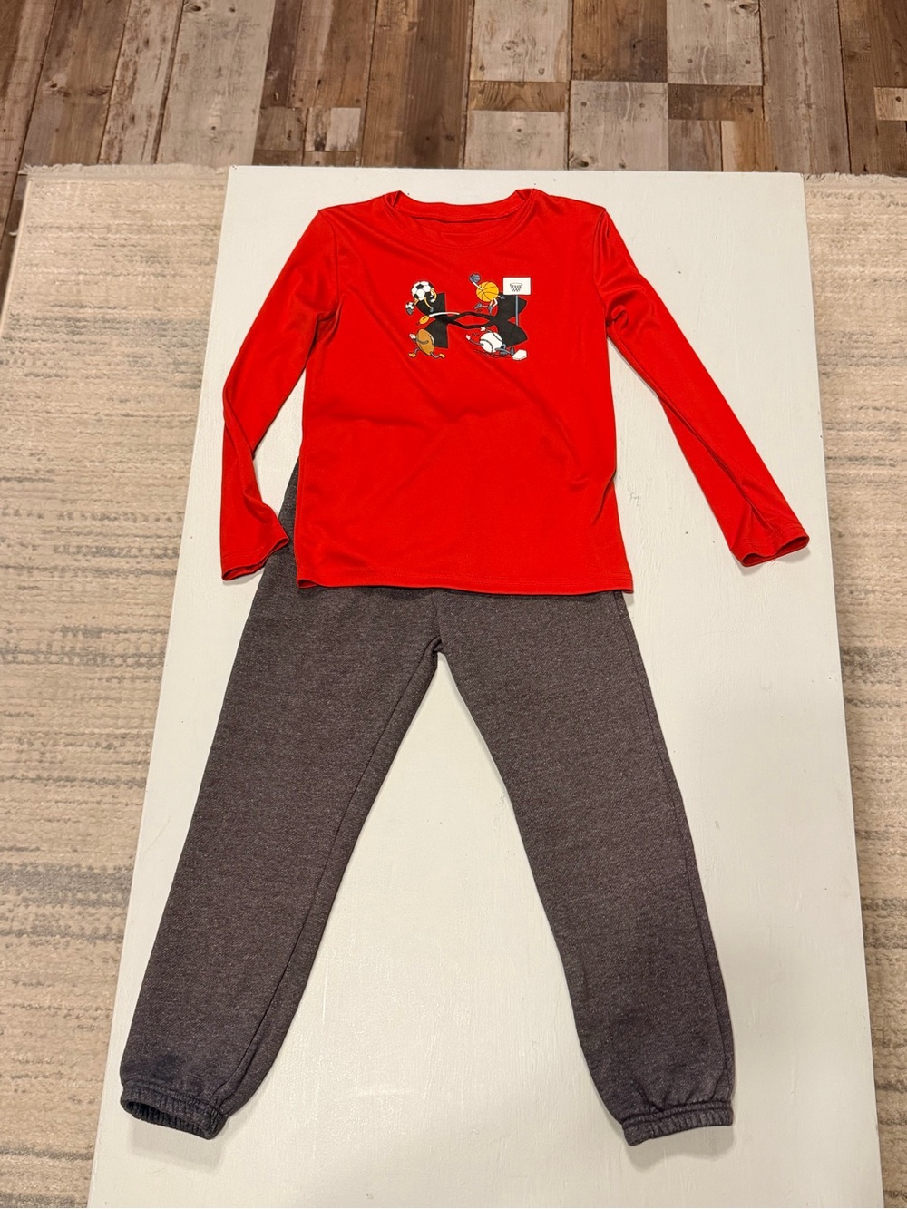 Red Kids Pajama Under Armour Sports Graphic Set